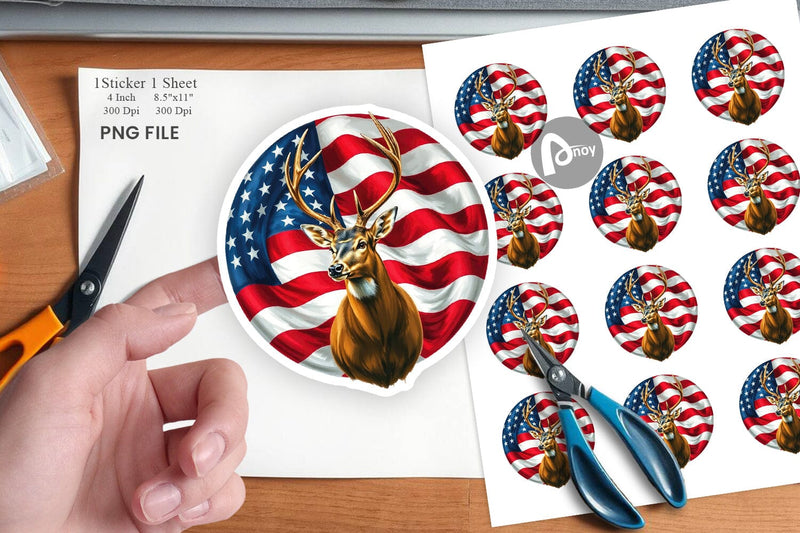 Deer 4th of July Sticker Sublimation artnoy 