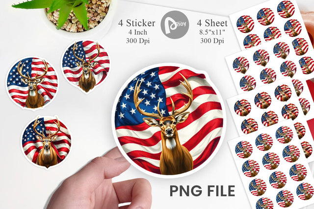 Deer 4th of July Sticker Sublimation artnoy 