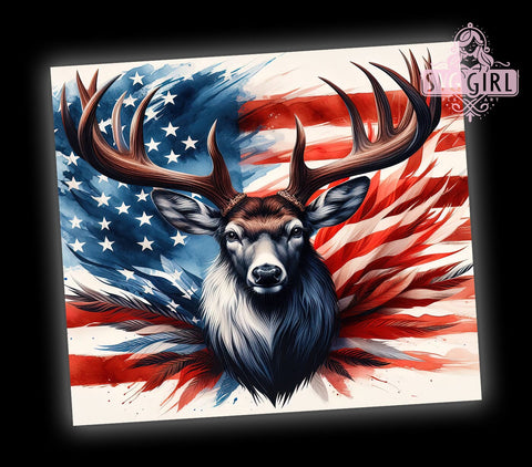 Deer American Flag 20oz Tumbler Wrap Sublimation Design, Straight Tapered Tumbler Wrap, 4th Of July Tumbler Png, Instant Digital Download Sublimation SvggirlplusArt 