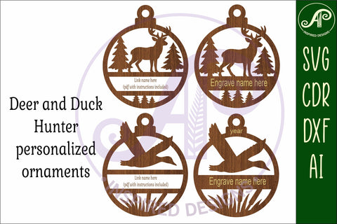 Deer and Duck Hunters personalized Christmas Ornament SVG SVG APInspireddesigns 