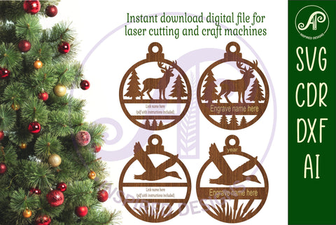 Deer and Duck Hunters personalized Christmas Ornament SVG SVG APInspireddesigns 