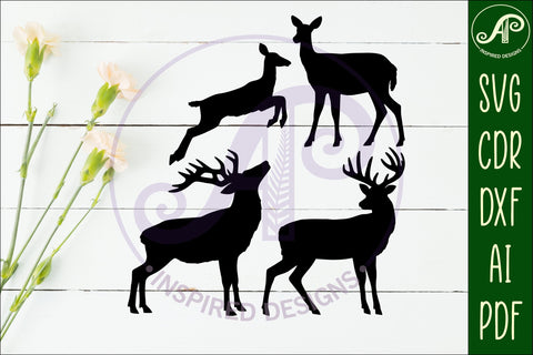 Deer and fawn Silhouette laser cut wall art SVG APInspireddesigns 