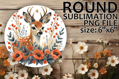 Deer and Floral Circle Design for Car Coasters Sublimation afrosvg 