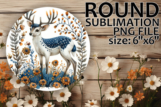 Deer and Flower Car Coaster Sublimation Design Sublimation afrosvg 