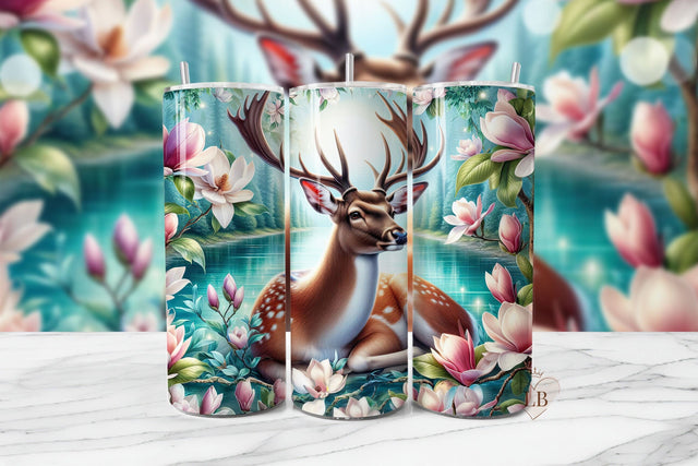 Deer And Magnolia Tumbler Wrap, Sublimation BijouBay 