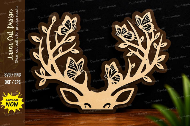 Deer Antler Floral Design laser cut svg File SVG Regulrcrative 