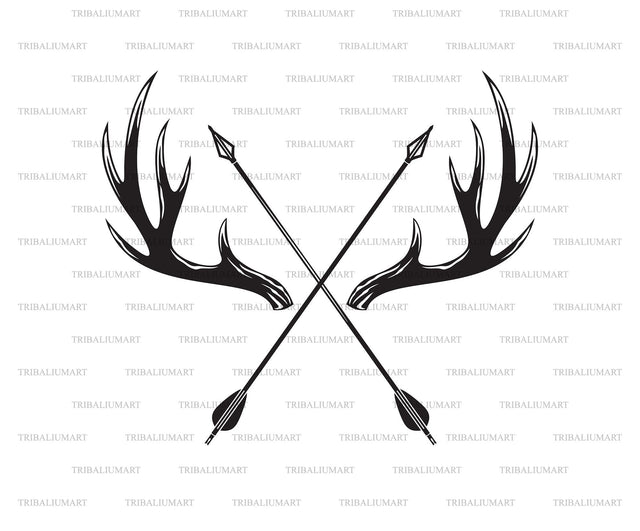 Deer antlers and crossed arrows SVG TribaliumArtSF 