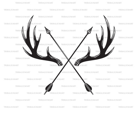 Deer antlers and crossed arrows SVG TribaliumArtSF 