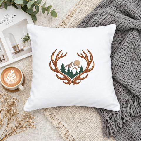 Deer Antlers Mountain Embroidery Design – Forest Landscape Sunset Wildlife Hunting Machine Embroidery File Embroidery/Applique DESIGNS PatternFeed8 