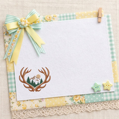 Deer Antlers Mountain Embroidery Design – Forest Landscape Sunset Wildlife Hunting Machine Embroidery File Embroidery/Applique DESIGNS PatternFeed8 
