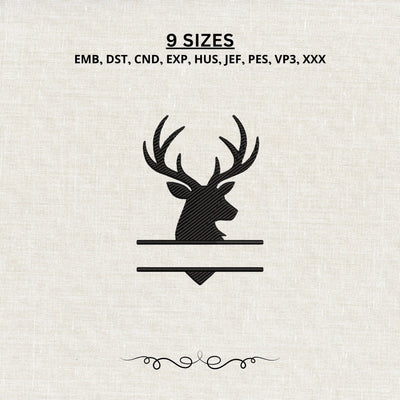 Deer Antlers Split Monogram Machine Embroidery Design PES DST Stitch Files Embroidery/Applique DESIGNS PatternFeed8 