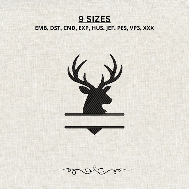 Deer Antlers Split Monogram Machine Embroidery Design PES DST Stitch Files Embroidery/Applique DESIGNS PatternFeed8 