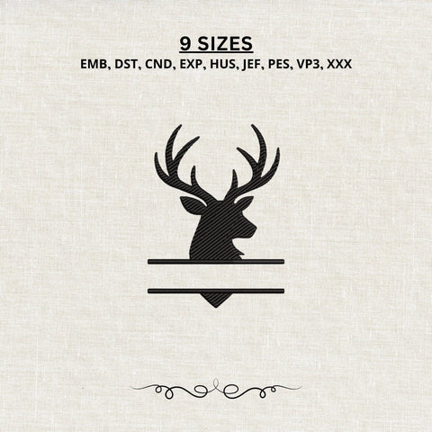 Deer Antlers Split Monogram Machine Embroidery Design PES DST Stitch Files Embroidery/Applique DESIGNS PatternFeed8 