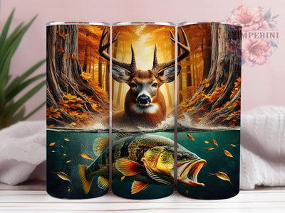 Deer Bass Fishing 20oz Tumbler, Bass Fish, Hunting Theme, Fishing Print, Outdoor Tumbler, 20oz Sublimation, PNG Design Sublimation Li Zamperini 