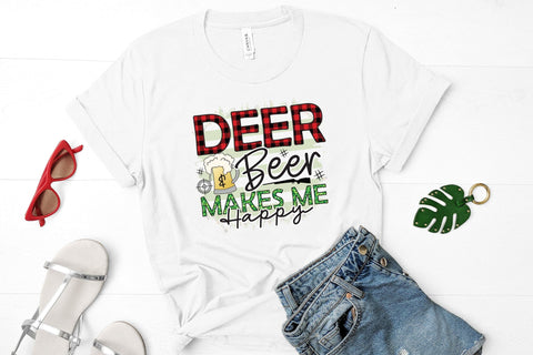 Deer & Beer Makes Me Happy - Hunting Sublimation Sublimation CraftLabSVG 