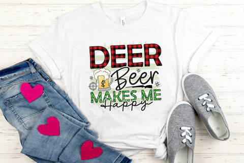 Deer & Beer Makes Me Happy - Hunting Sublimation Sublimation CraftLabSVG 