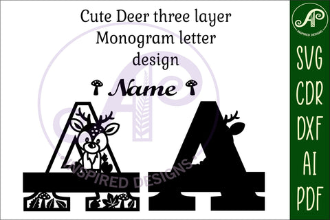 Deer Capital Monogram Letter A SVG SVG APInspireddesigns 