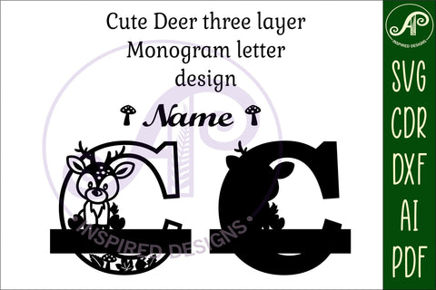 Deer Capital Monogram Letter C SVG SVG APInspireddesigns 