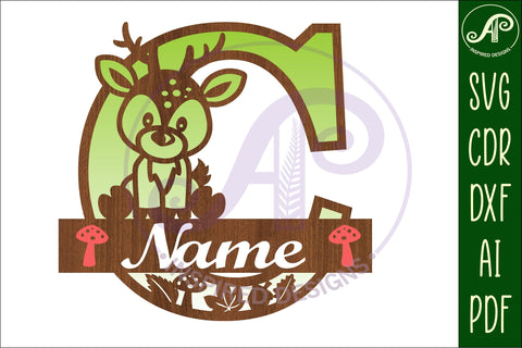 Deer Capital Monogram Letter C SVG SVG APInspireddesigns 