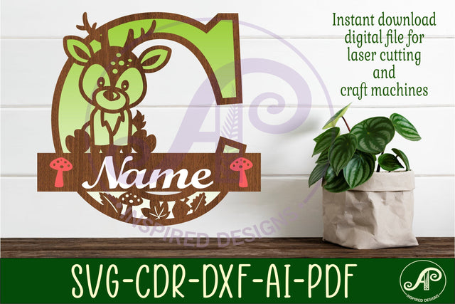 Deer Capital Monogram Letter C SVG SVG APInspireddesigns 