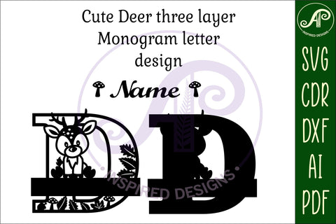 Deer Capital Monogram Letter D SVG SVG APInspireddesigns 