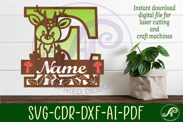 Deer Capital Monogram Letter E SVG SVG APInspireddesigns 