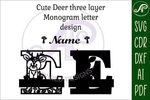 Deer Capital Monogram Letter E SVG SVG APInspireddesigns 