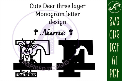 Deer Capital Monogram Letter F SVG SVG APInspireddesigns 
