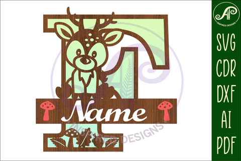 Deer Capital Monogram Letter F SVG SVG APInspireddesigns 