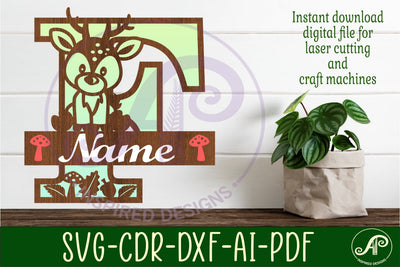 Deer Capital Monogram Letter F SVG SVG APInspireddesigns 