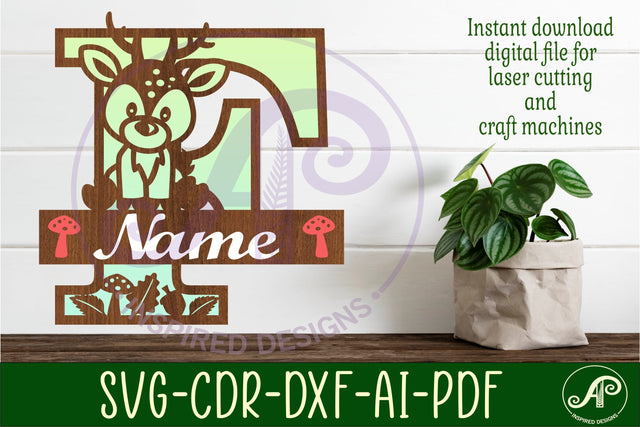 Deer Capital Monogram Letter F SVG SVG APInspireddesigns 