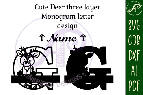 Deer Capital Monogram Letter G SVG SVG APInspireddesigns 