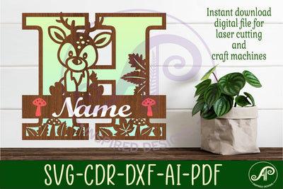 Deer Capital Monogram Letter H SVG SVG APInspireddesigns 