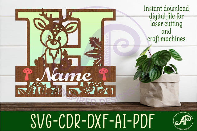 Deer Capital Monogram Letter H SVG SVG APInspireddesigns 