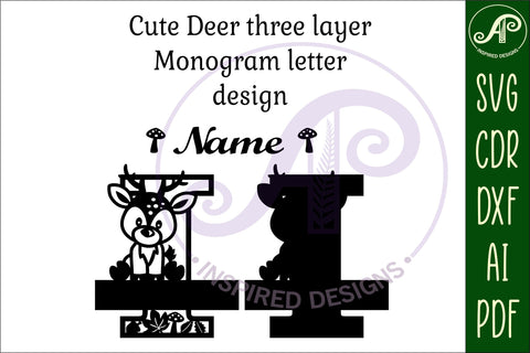 Deer Capital Monogram Letter I SVG SVG APInspireddesigns 