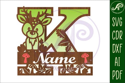 Deer Capital Monogram Letter K SVG SVG APInspireddesigns 