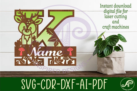 Deer Capital Monogram Letter K SVG SVG APInspireddesigns 