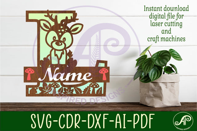 Deer Capital Monogram Letter L SVG SVG APInspireddesigns 