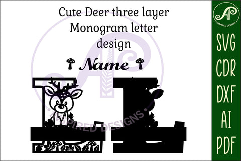 Deer Capital Monogram Letter L SVG SVG APInspireddesigns 