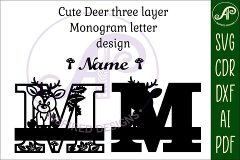 Deer Capital Monogram Letter M SVG SVG APInspireddesigns 
