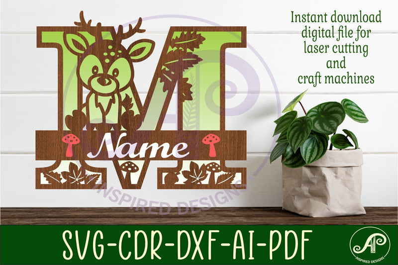 Deer Capital Monogram Letter M SVG SVG APInspireddesigns 