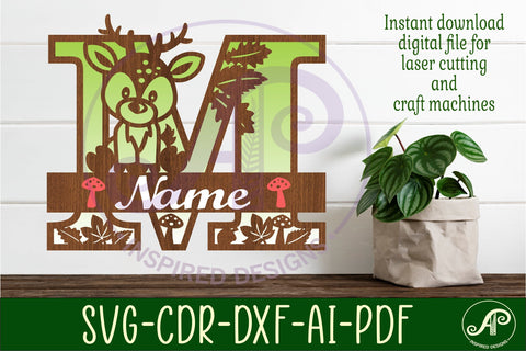 Deer Capital Monogram Letter M SVG SVG APInspireddesigns 
