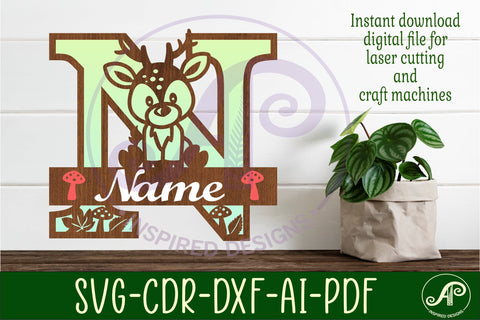 Deer Capital Monogram Letter N SVG SVG APInspireddesigns 
