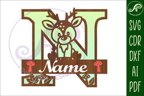 Deer Capital Monogram Letter N SVG SVG APInspireddesigns 