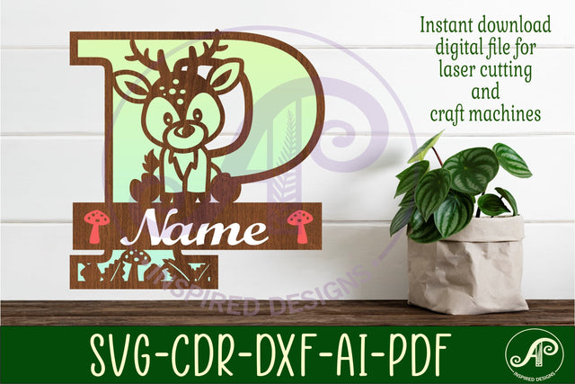 Deer Capital Monogram Letter P SVG SVG APInspireddesigns 