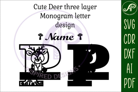 Deer Capital Monogram Letter P SVG SVG APInspireddesigns 
