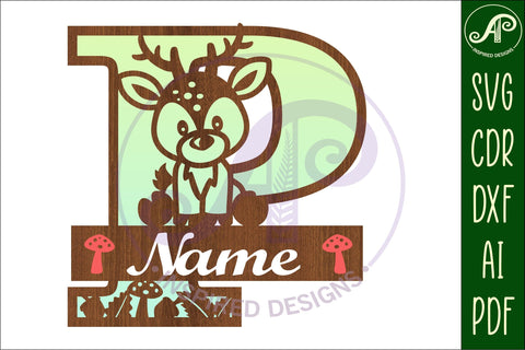 Deer Capital Monogram Letter P SVG SVG APInspireddesigns 