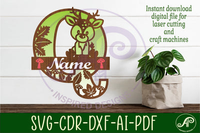 Deer Capital Monogram Letter Q SVG SVG APInspireddesigns 