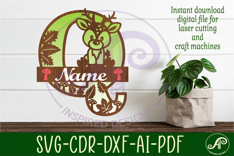 Deer Capital Monogram Letter Q SVG SVG APInspireddesigns 
