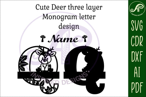 Deer Capital Monogram Letter Q SVG SVG APInspireddesigns 